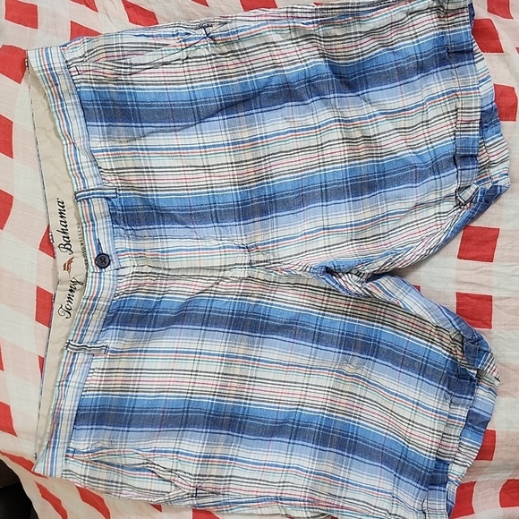 Tommy Bahama Linen Blend Plaid Shorts Size 40 - Picture 1 of 4